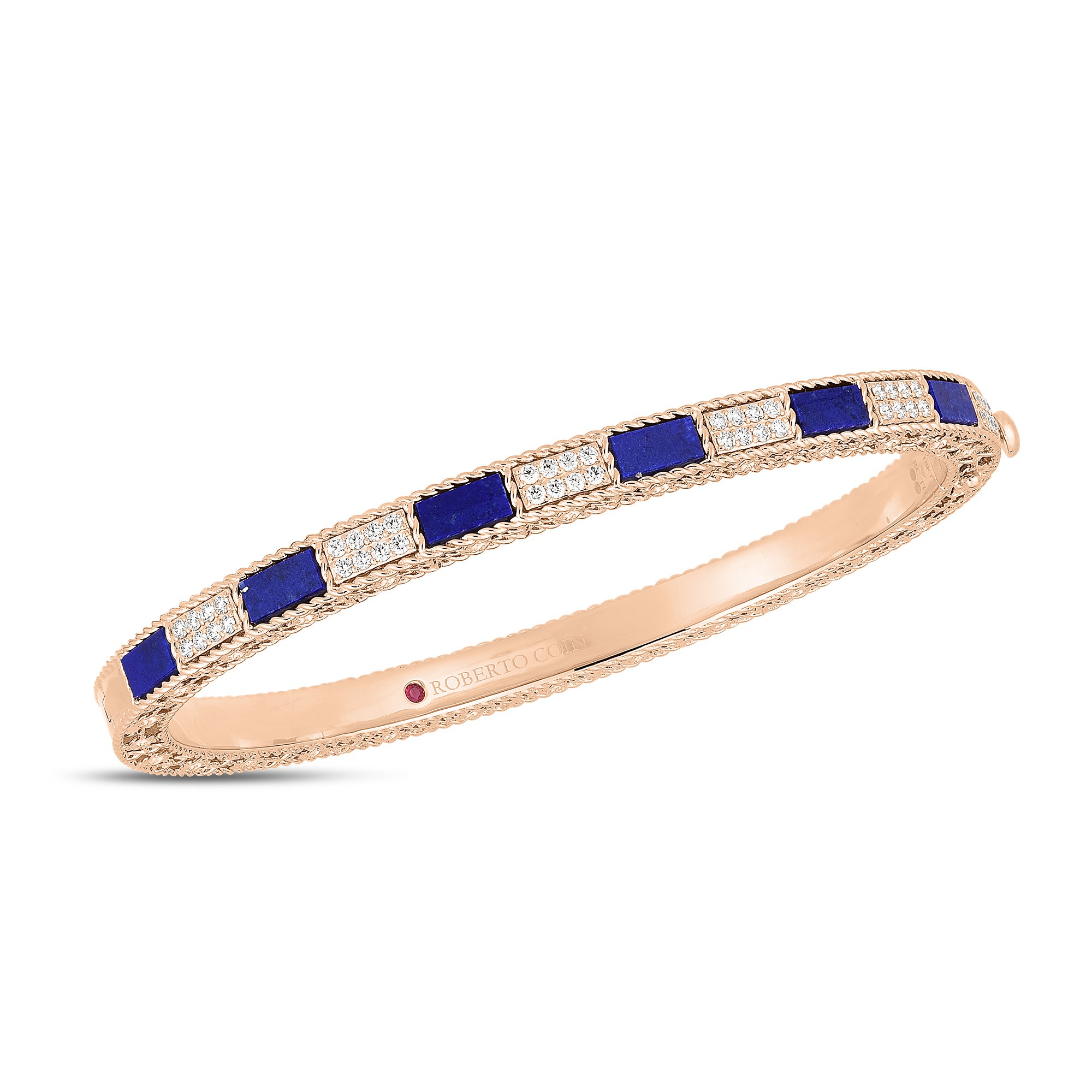 ROBERTO-COIN-ART-DECO-BANGLE-18KT-ROSE-GOLD-WITH-LAPIS-FIVE-ELEMENTS-WITH-DIAMONDS-MINI-VERSION_ADV888BA2264_SIDE ROBERTO-COIN-ART-DECO-BANGLE-18KT-ROSE-GOLD-WITH-LAPIS-FIVE-ELEMENTS-WITH-DIAMONDS-MINI-VERSION_ADV888BA2264_SIDE