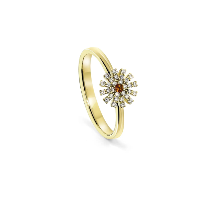 Margherita Ring Yellow Gold With Diamond and Citrine