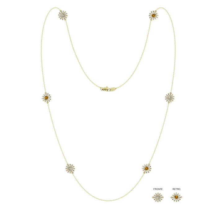 Margherita Sautoir Necklace Yellow Gold With Diamond and Citrine