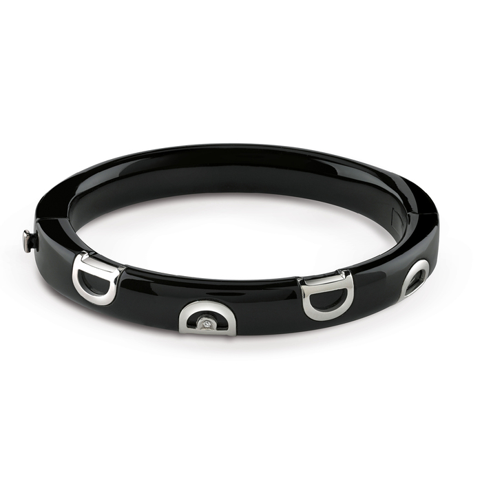 D.Icon Bracelet White Gold and Black Ceramic With Diamond