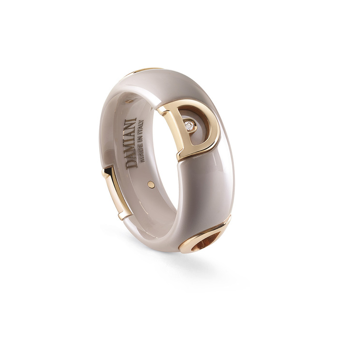 D.Icon Ring Pink Gold With Cappuccino Ceramic and Diamond