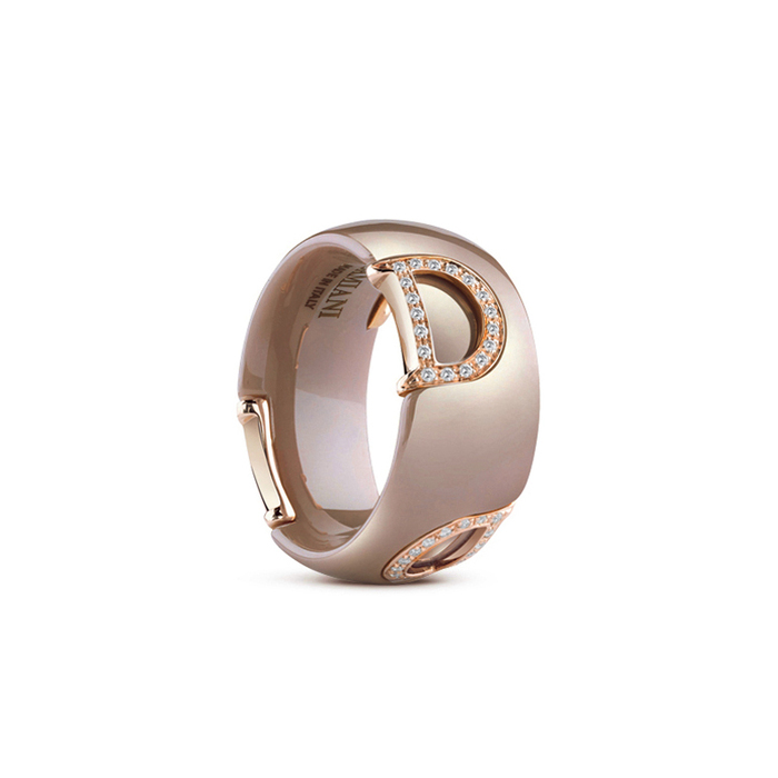 D.Icon Ring Pink Gold With Cappuccino Ceramic and Diamond