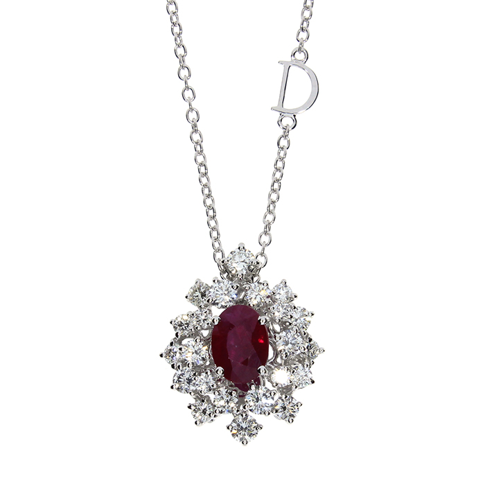 Mimosa Necklace White Gold With Diamond and Ruby