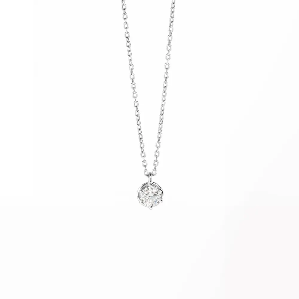 Minou Solitaire Necklace White Gold With Diamond