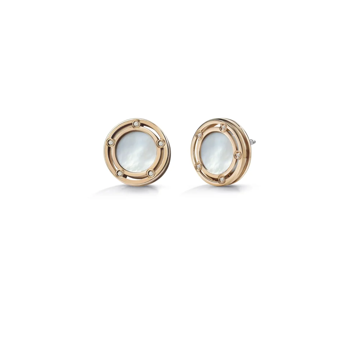D.Side Earrings Pink Gold With Diamond and Mother Of Pearl