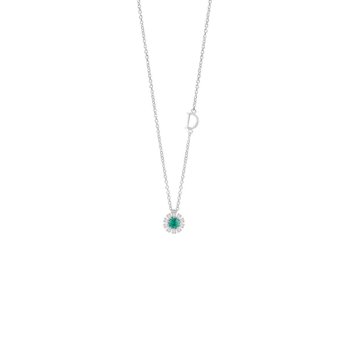 Margherita Necklace White Gold With Diamond and Emerald