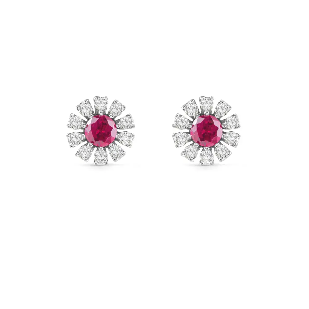 Margherita Earrings White Gold With Diamond and Ruby