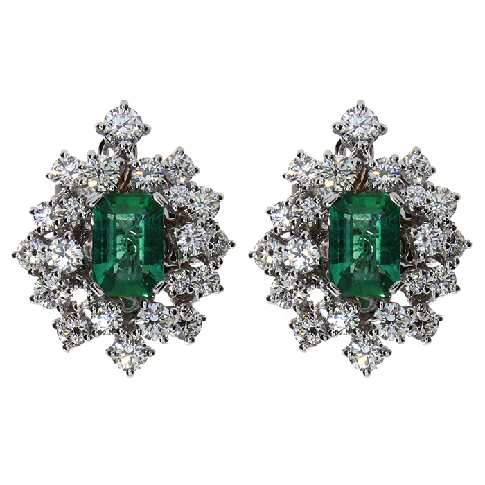 Mimosa Earrings White Gold Wit Diamond and Emerald