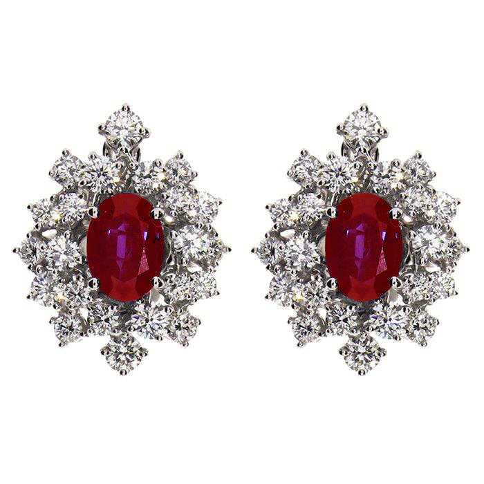 Mimosa Earrings White Gold With Diamond and Ruby